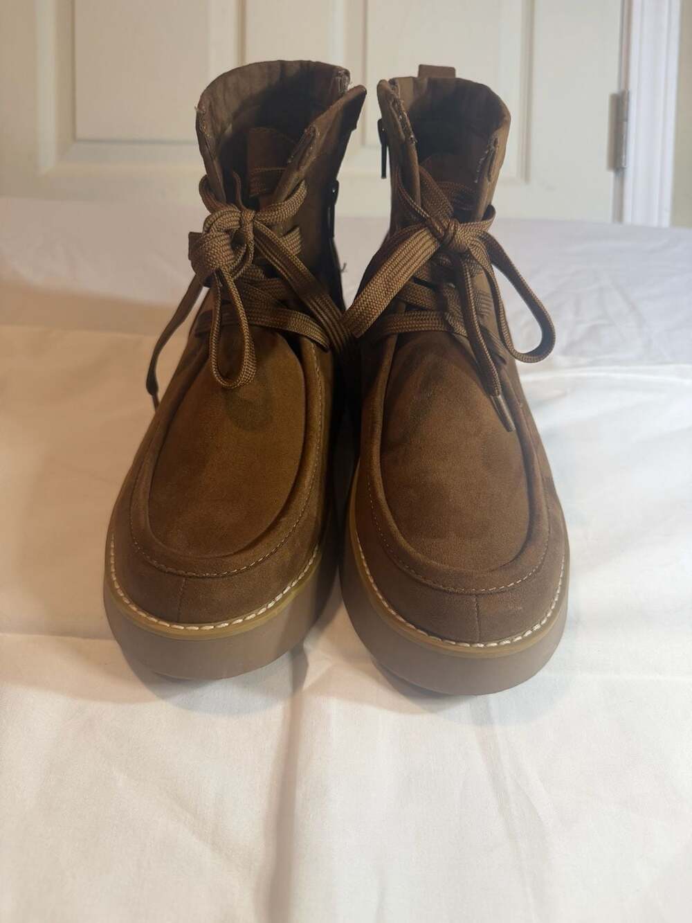 Sonoma Goods for Life Brown Suede Platform Ankle Boots with Side Zipper Size 9.5